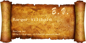 Barger Vilibald névjegykártya